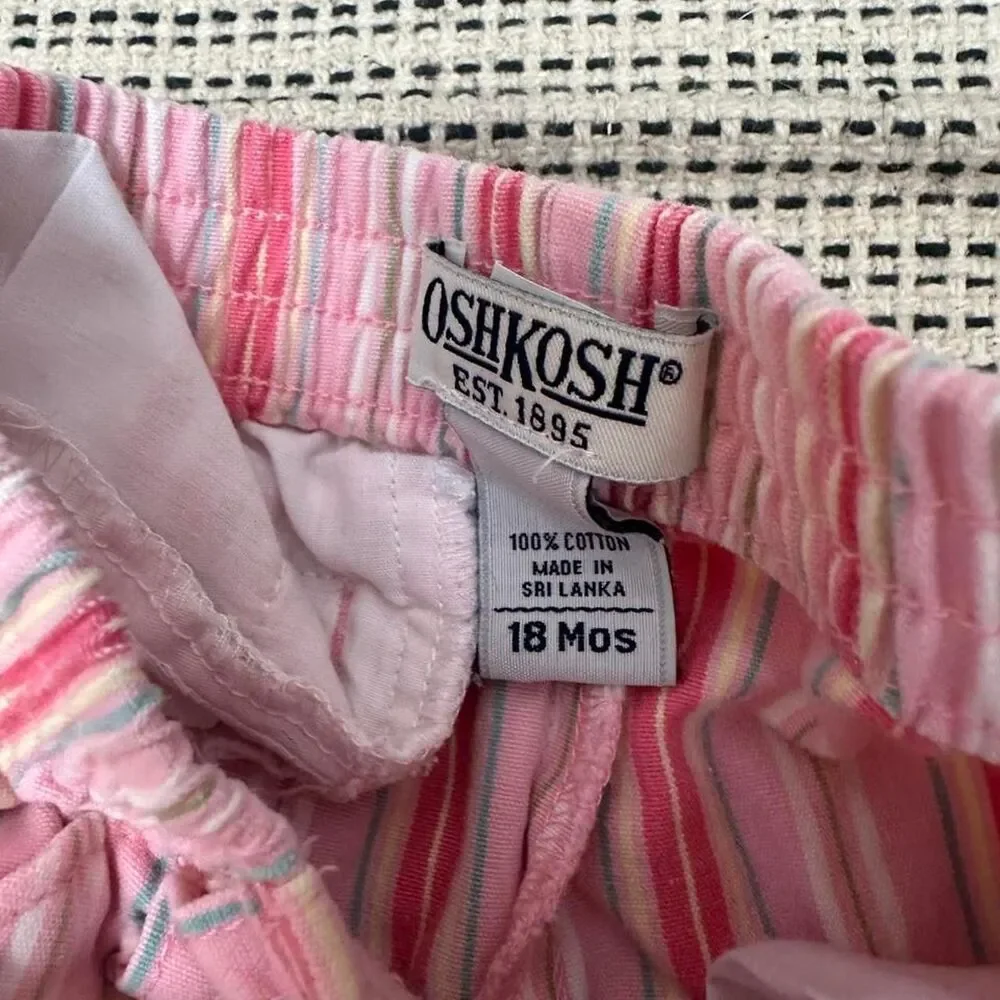 Y2K Baby Girls OshKosh Pin Stripe Floral Embroidered Pants